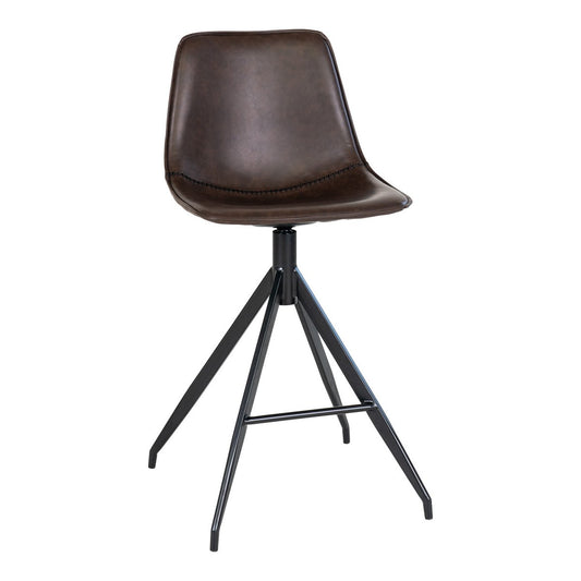 Monaco Counter Chair – Bruin (Set van 2) | PU & Staal | 51x44x96 cm