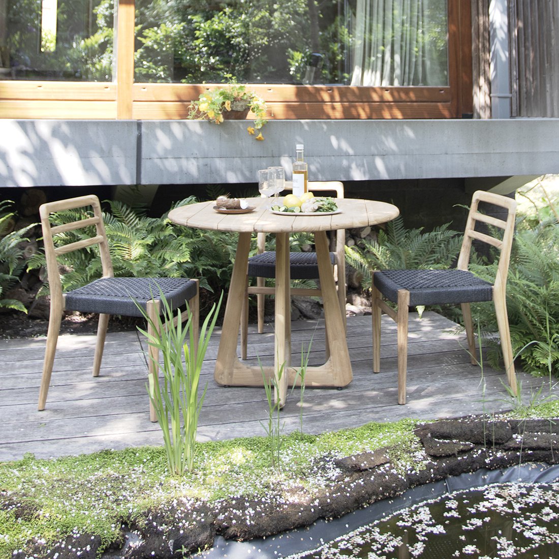 Verano tuintafel Ø 100 cm – Gerecycled teakhout