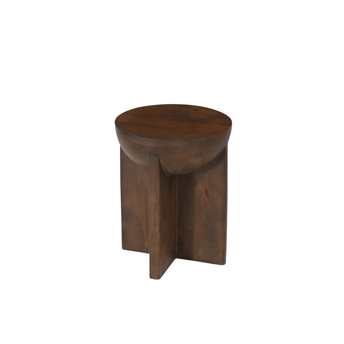 Zijtafel van massief mangohout – halfrond design, Ø40 cm
