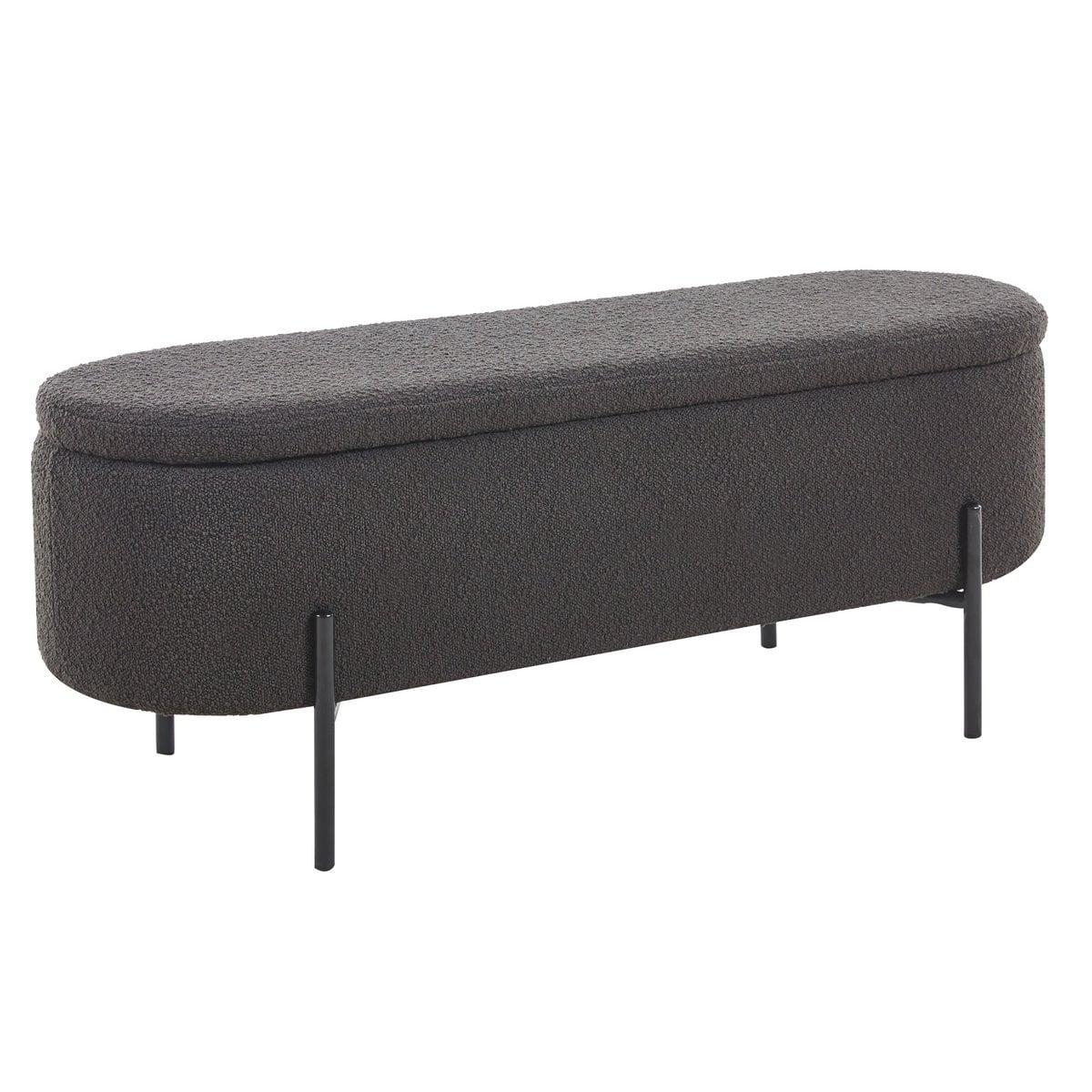 Bedbank met opbergruimte – bouclé antraciet