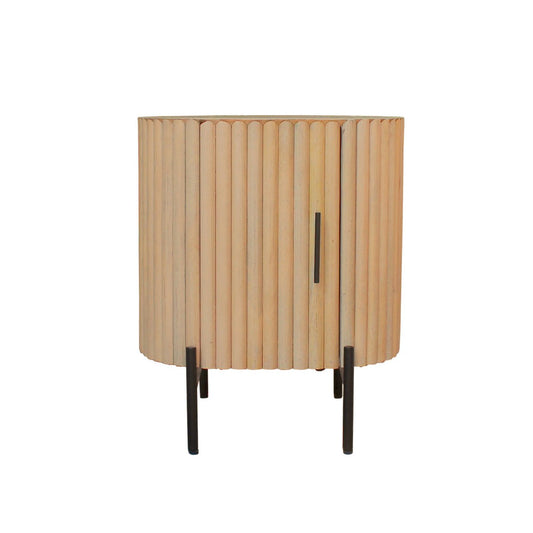 STRIPE nachtkastje van mangohout met zwarte poten (50x40x60 cm)