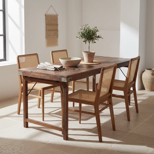 Eettafel bruin opklapbaar XL – Authentiek vintage gerecycled hardhout