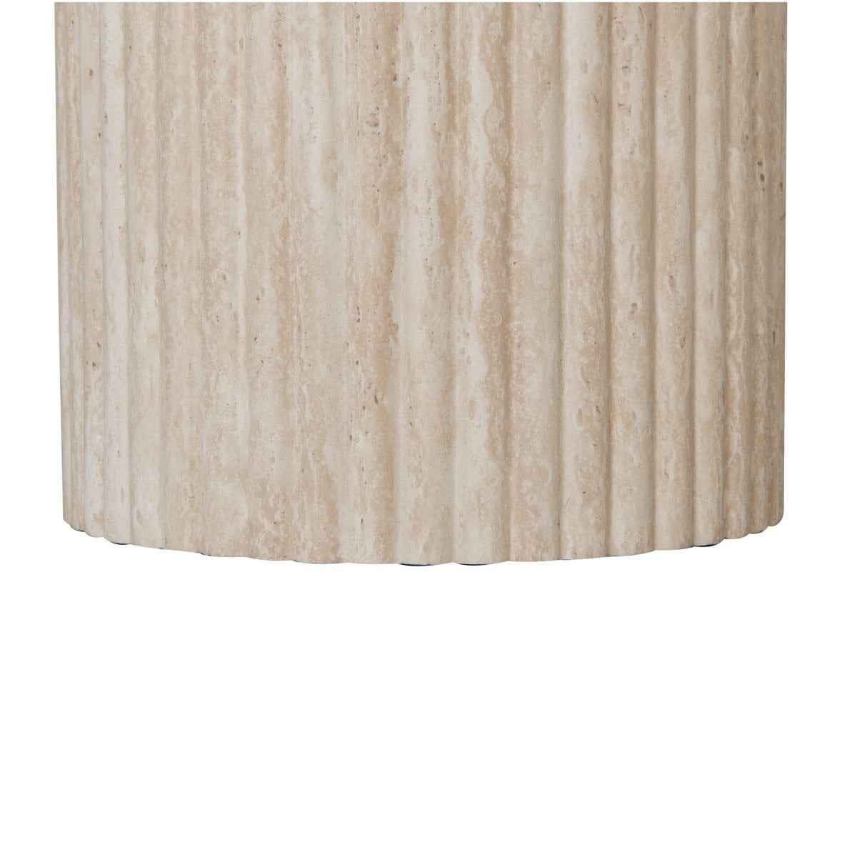Craft salontafel klein – keramiek met travertinlook Ø50 x H51 cm — zijaanzicht