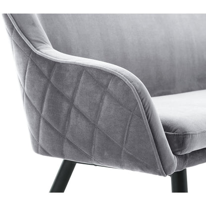 Bank 160 cm fluweel grijs – luxe eetkamerbank met armleuningen