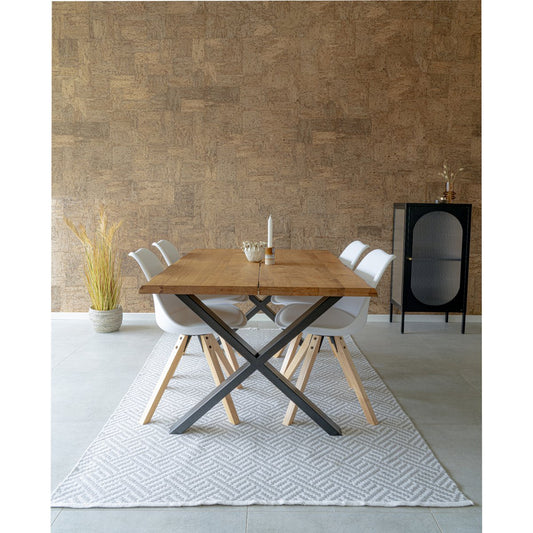 House Nordic Bergen Eetkamerstoel – Wit PU-leer & Rubberhout – Set van 2