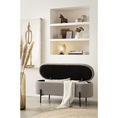 Bedbank met opbergfunctie in taupe bouclé