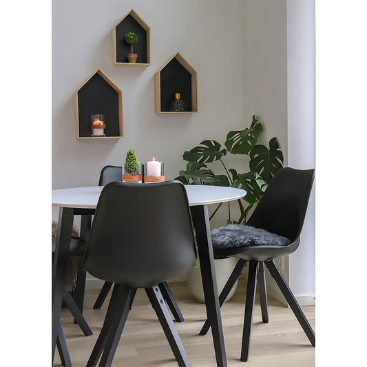 House Nordic Bergen Eetkamerstoel - Zwart PU-leer, Set van 2