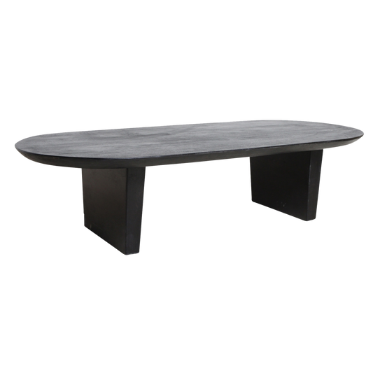 Bullnose salontafel zwart – massief mangohout met organische vorm — zijaanzicht