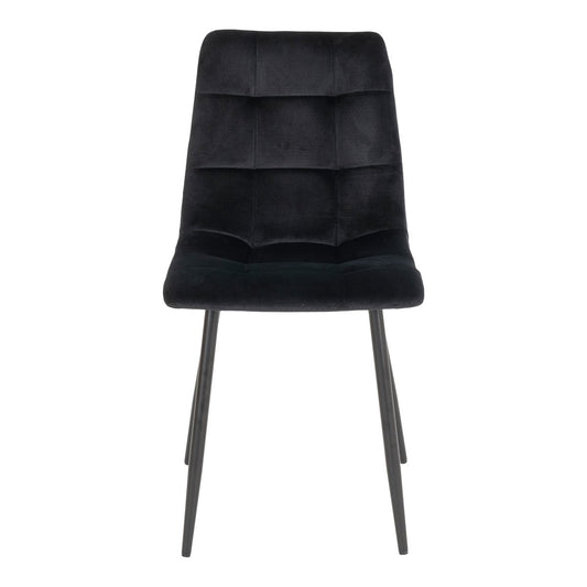 House Nordic Middelfart Eetkamerstoel - Zwart Fluweel & Staal (Set van 2)