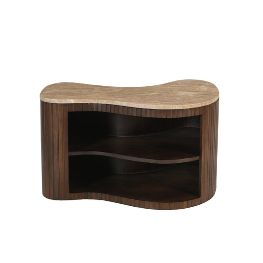 Tv-meubel van massief mangohout met gebogen design – ook als salontafel