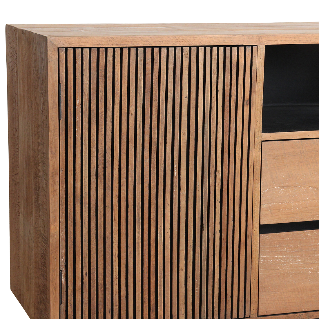 Rhythm teakhouten dressoir – 140x45x85 cm — close-up materiaal — MEUBELIER