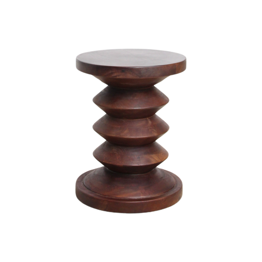 Pacific kruk/bijzettafel Kiribati – mangohout, modern & multifunctioneel — zijaanzicht