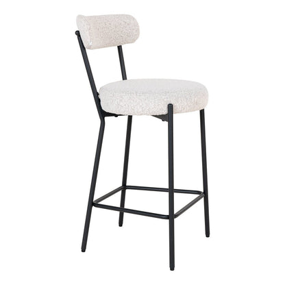 Badalona Counter Chair - Wit Bouclé, zwarte poten, 46x39x90 cm