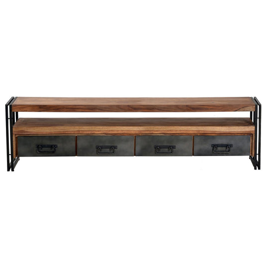 Lowboard acaciahout & metaal – industrieel 200 cm