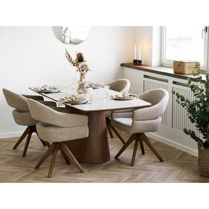 House Nordic Dover Eetkamerstoel - Zandgemêleerd, Draaibaar, Bruin Eiken