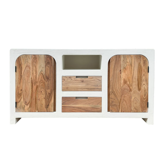 Dressoir Scandinavisch wit met acaciahout – 150 x 40 x 80 cm