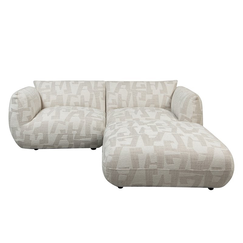 Bank Amsterdam 2,5-Zits + Ottoman – Wit Glyphs — zijaanzicht