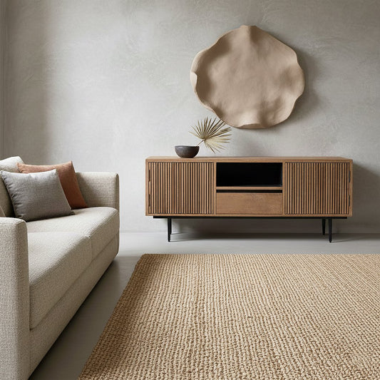 Rhythm teakhouten tv-meubel – 140x45x55 cm (Raw Materials) — dressoir kopen bij MEUBELIER