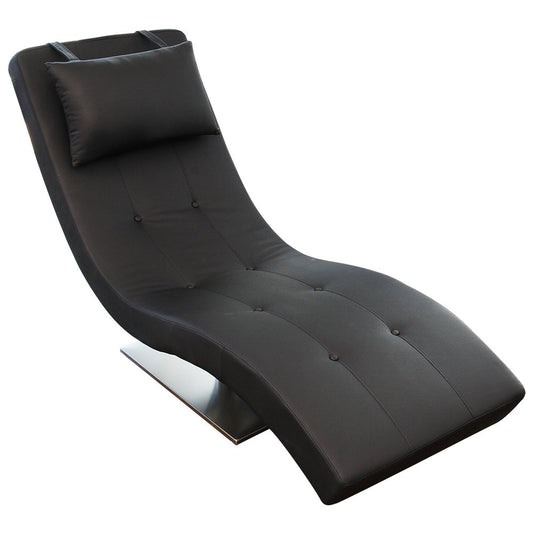 Relax ligbed zwart kunstleer look - ergonomisch met nekkussen