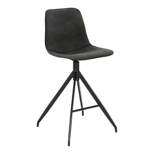 Monaco Counter Chair – Grijs, Microvezel/Staal – Set van 2