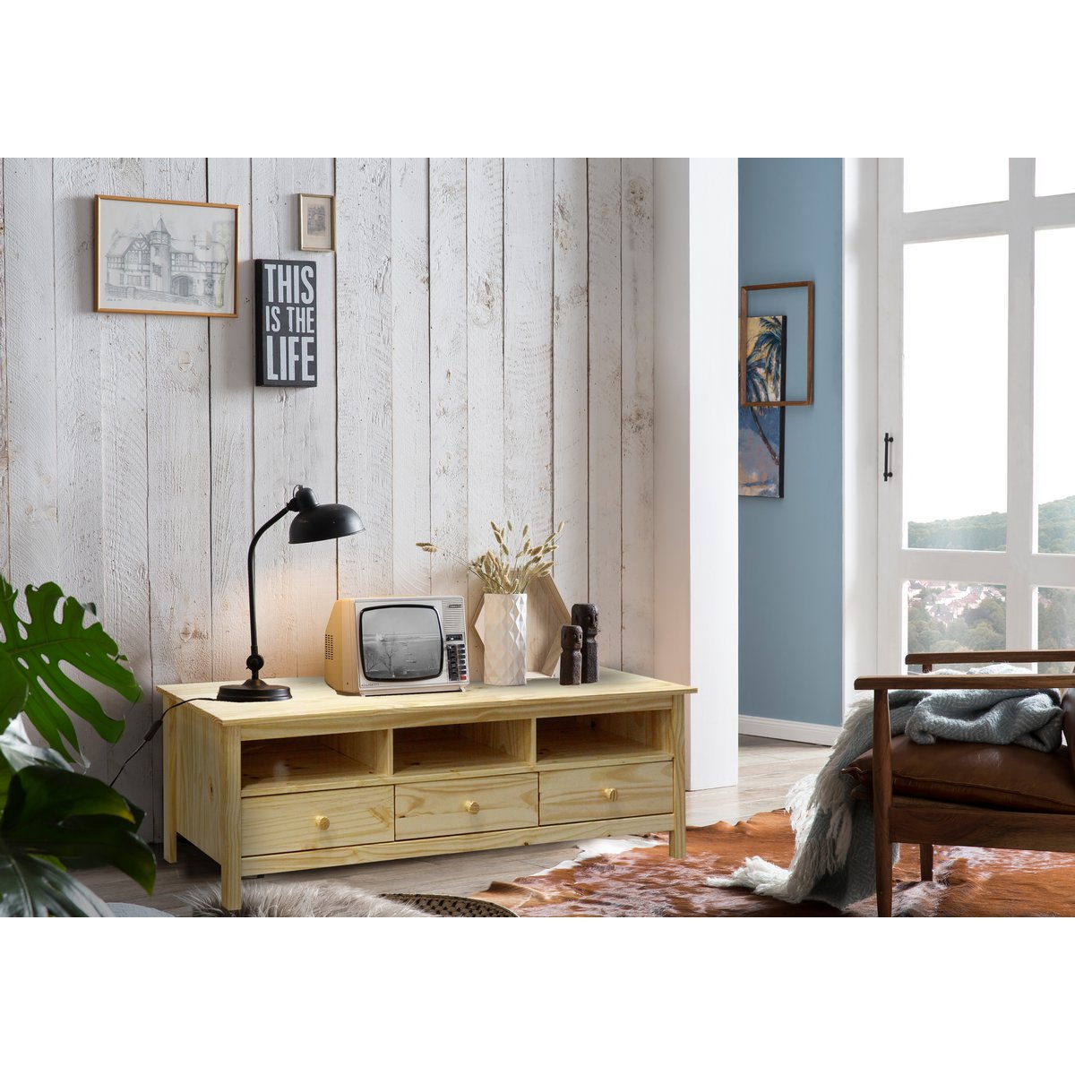 TV Lowboard van massief grenenhout (158 cm) – Natuur | SIT Möbel