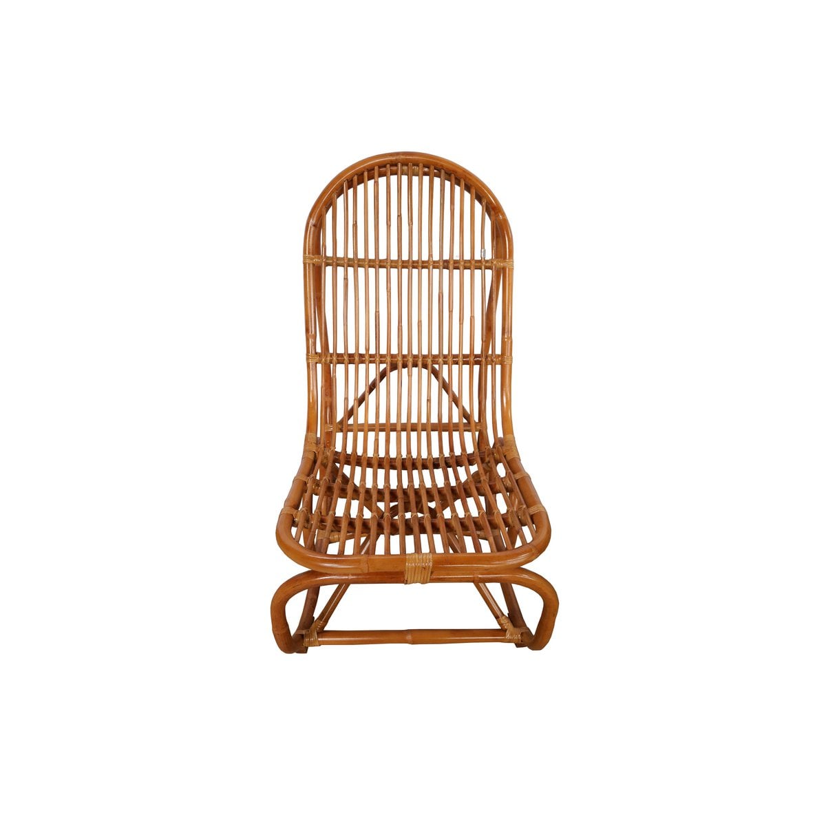Tom Tailor schommelstoel - handgemaakt rotan, bruin — schuine hoek — MEUBELIER