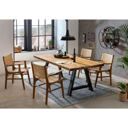 Teakhouten fauteuil met Weens vlechtwerk (rotan) — detailopname — MEUBELIER