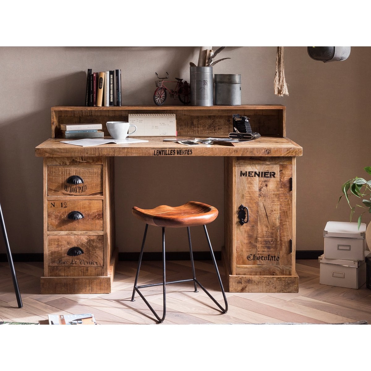 Acaciahouten kruk met metalen frame – SIT Möbel