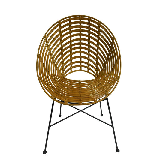 Rotan schelpstoel met zwarte metalen poten – SIT Möbel