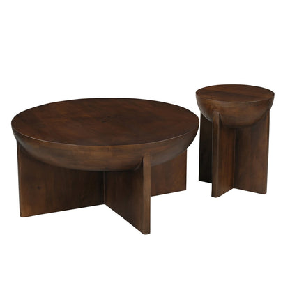Zijtafel van massief mangohout – halfrond design, Ø40 cm