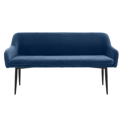 Bank 160 cm fluweel blauw met diamantstiksel