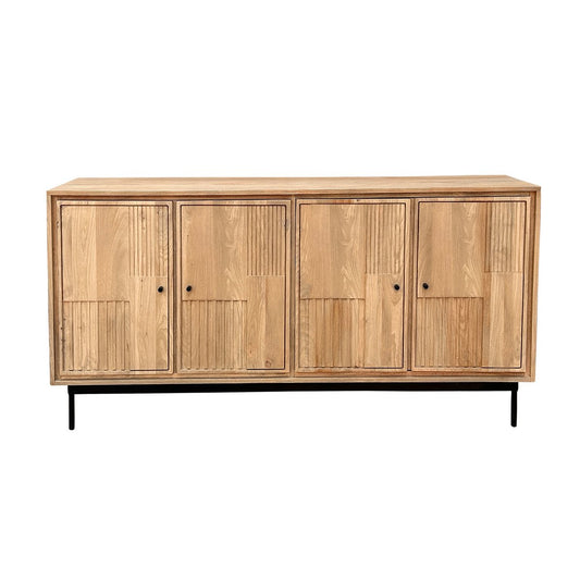 Dressoir met 4 deuren – mangohout & zwart metaal – 160x40x80 cm