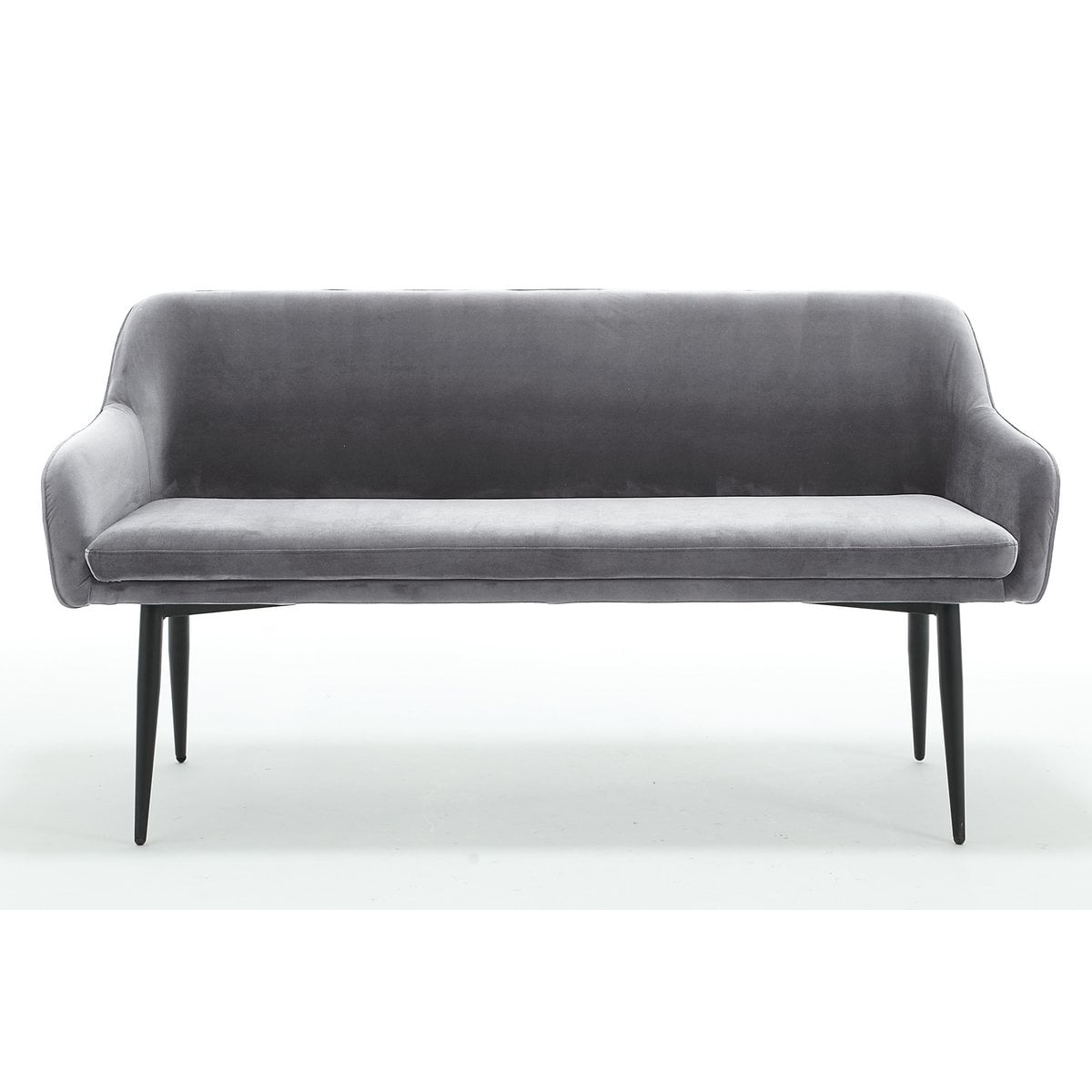 Bank 160 cm fluweel grijs – luxe eetkamerbank met armleuningen