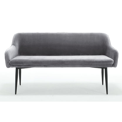 Bank 160 cm fluweel grijs – luxe eetkamerbank met armleuningen
