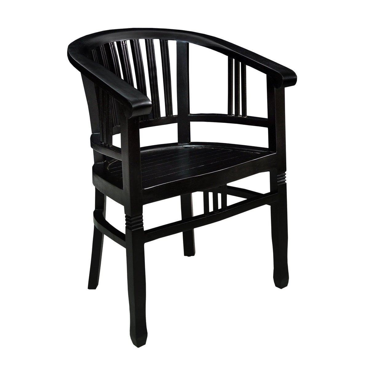 Fauteuil van massief hout – handgemaakt in koloniale stijl — schuine hoek — MEUBELIER