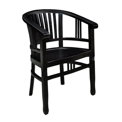 Fauteuil van massief hout – handgemaakt in koloniale stijl — schuine hoek — MEUBELIER