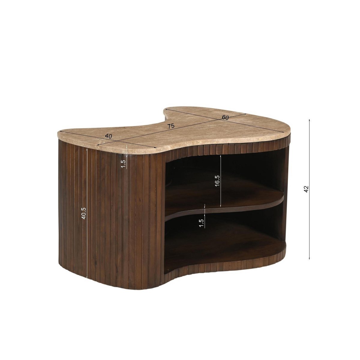 Tv-meubel van massief mangohout met gebogen design – ook als salontafel