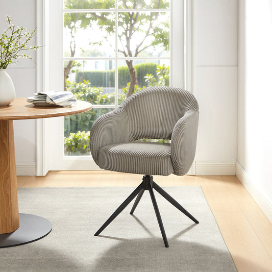 Armstoel Cord-Optics lichtgrijs – 360° draaibaar met auto-return