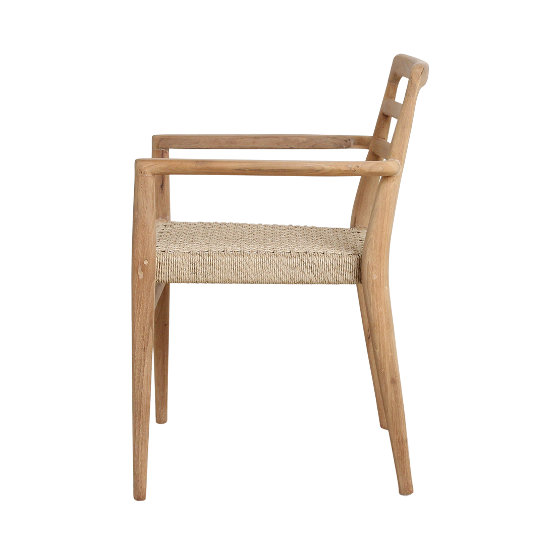 Verano tuinstoel met armleuning van gerecycled teakhout — achteraanzicht — MEUBELIER