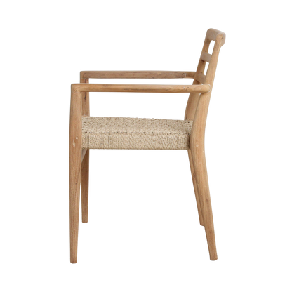 Verano tuinstoel met armleuning van gerecycled teakhout — achteraanzicht — MEUBELIER