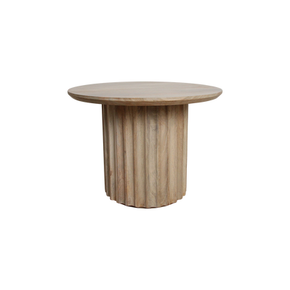 Bullnose bijzettafel naturel 55 cm – mangohout met handgesneden poten