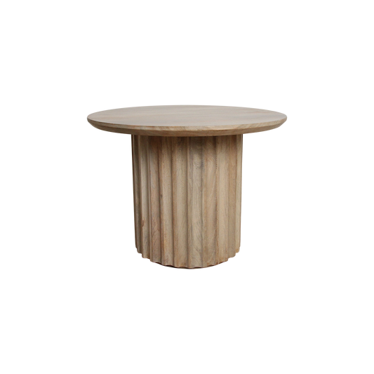 Bullnose bijzettafel naturel 55 cm – mangohout met handgesneden poten