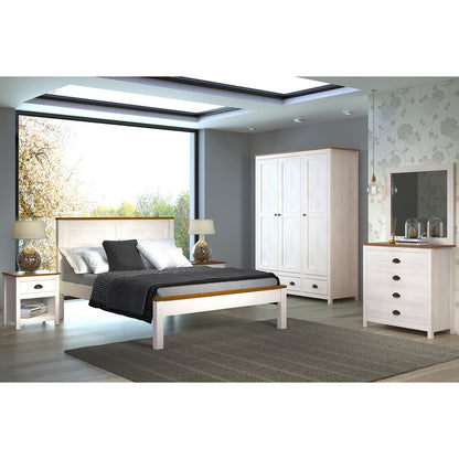 Landelijke ladekast/dressoir wit – 4 lades, massief dennenhout (80 cm)