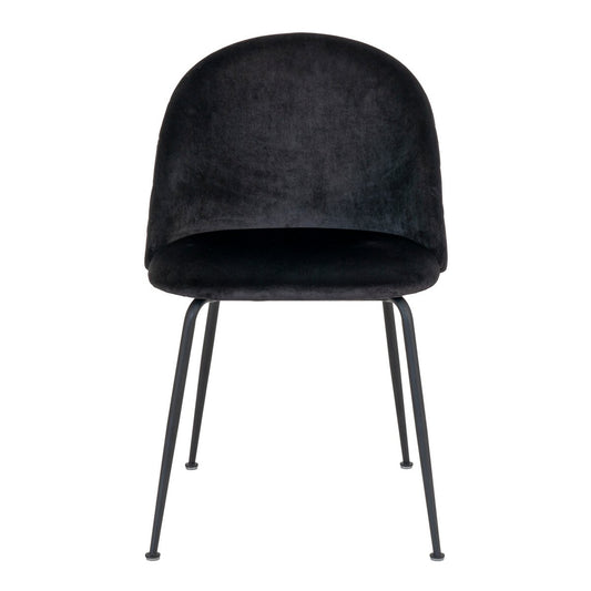 House Nordic Geneve Eetkamerstoel - Zwart Fluweel & Staal - Set van 2