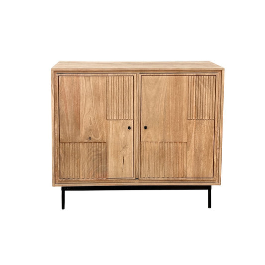 Ladekast met 2 deuren – Mangohout & Zwart Metaal (100 x 90 x 40 cm)