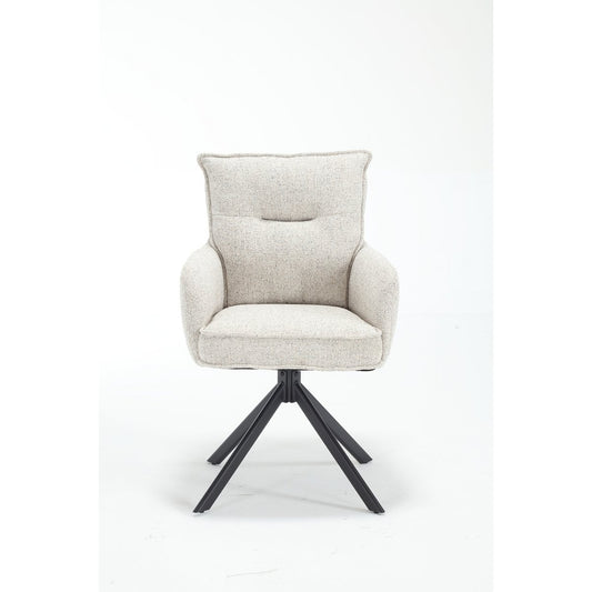 SalesFever eetkamerstoel structuurstof beige – draaibare eetkamerstoel