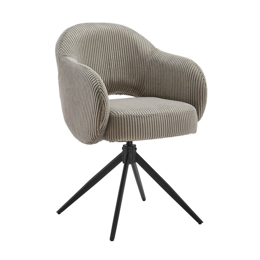 Armstoel Cord-Optics lichtgrijs – 360° draaibaar met auto-return