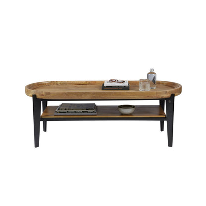 Tom Tailor T-TRAY TABLE LONG salontafel – mangohout & staal (120x50 cm)