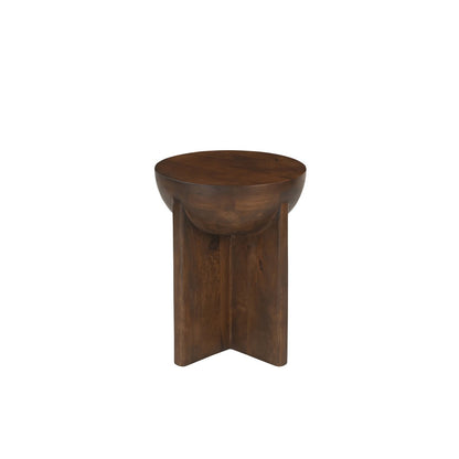 Zijtafel van massief mangohout – halfrond design, Ø40 cm
