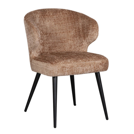 Set van 2 Pole To Pole Mera-stoelen in Caramel kleur, een moderne eetkamerstoel met ergonomische rugleuning en slanke poten, geschikt voor diverse interieurs.